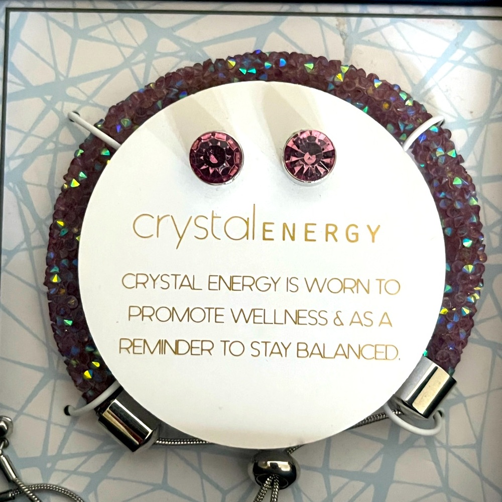 Crystal Energy Swarovski Purple Slider Bracelet and Earring Set